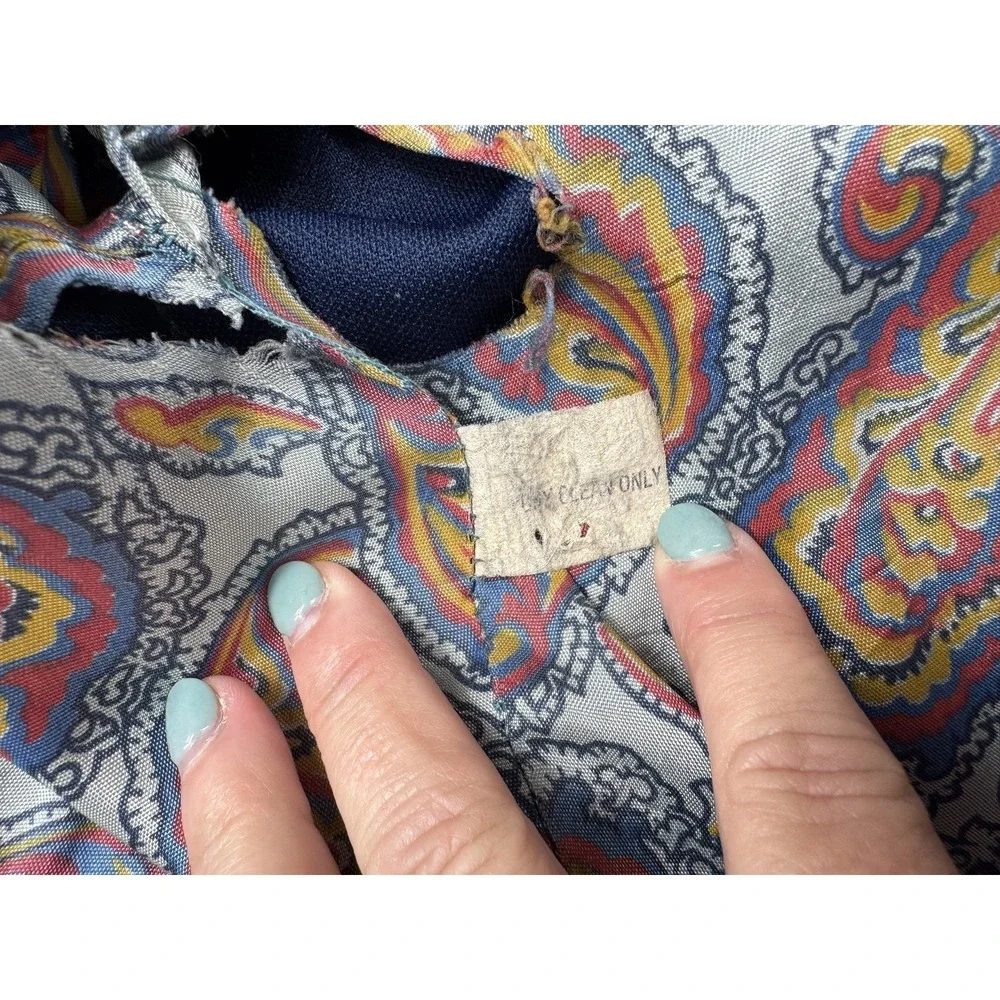 Vintage JCPenney Leisure Suit Jacket Mens 44 Blue Paisley Lined Western 60s 70s
